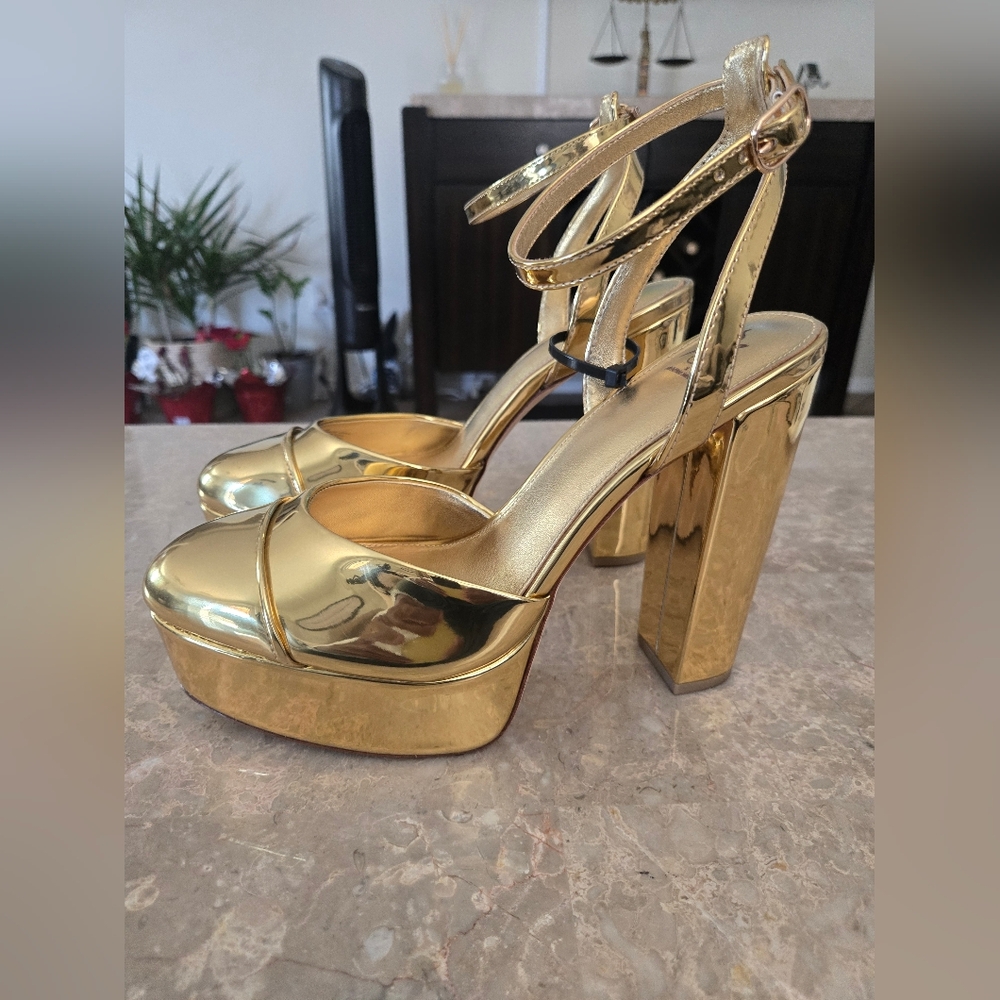 Antonio Melani x Nat Note Pia Mirror Metallic Platform Pumps. Gold  (Size 10) - Picture 7 of 16
